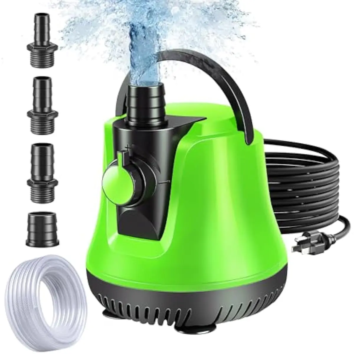 Sump Pump Submersible, Water Pump with Adjustable Flow, Pool Cover Pump Above Ground, Electric Portable Water Removal Pump, Water Pump for Pool Draining with 10ft Hose, 4 Adapters, 950GPH