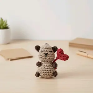 Capibara in Love Keychain Crocheted Cotton Valentine's Day Gift Soft & Comfortable Charm Accessory