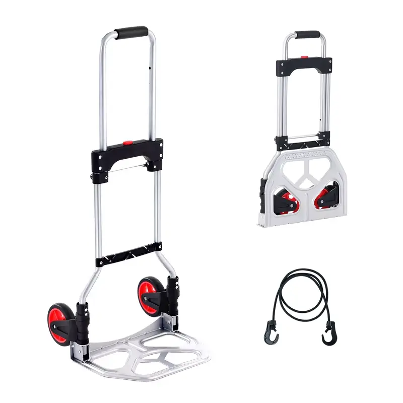 SucceBuy 176 lbs Folding Hand Truck Dolly Aluminum Stair Climbing Cart with Telescoping Handle Luggage Trolley for Home Shopping
