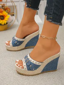 Women's Wedge Thick Sole Sandals, Open Toe Design, Fashion Stylish High Heel Shoes, High Heeled Sandals, Comfortable and Elegant, Suitable for Any Occasion, Footwear