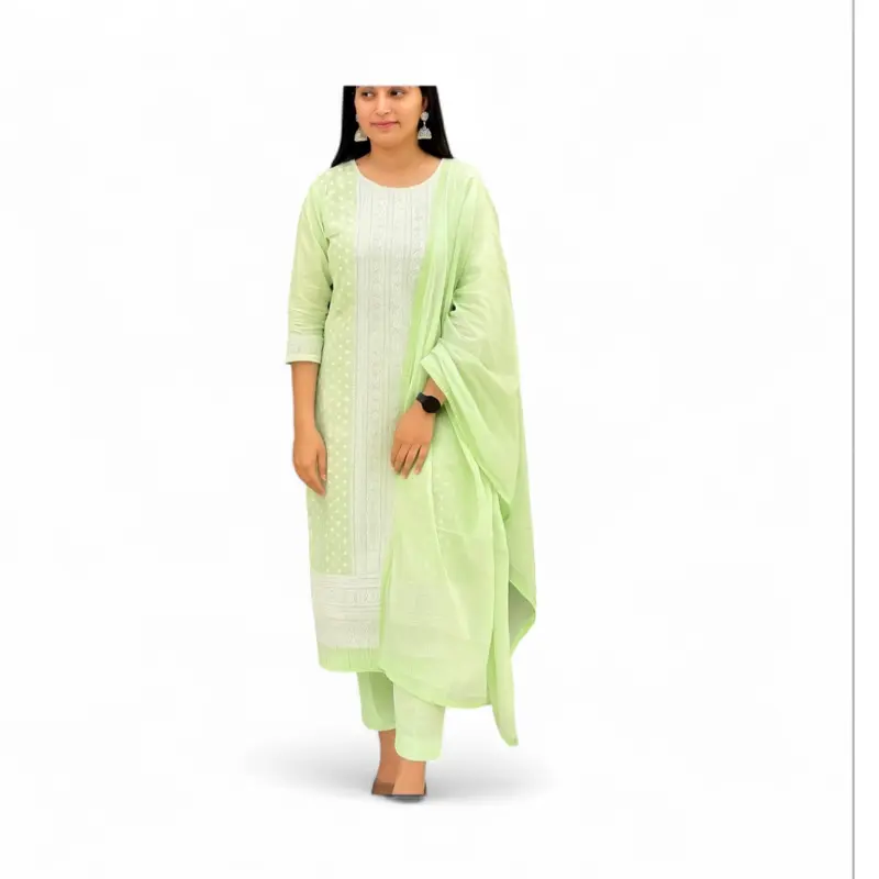 Chikankari hakoba fully embroidered kurta set with soft dupatta elegant collection Womenswear