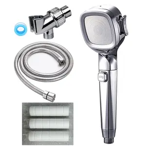 High Pressure 4 Mode Handheld Shower Head Set, 1 Set Adjustable Shower Head with 2m/79inch Hose & Wall Mounted Bracket & 3 Extra Filters, Bathroom Accessories Shower Equipment for Home Bathroom, Handheld Showerhead Set