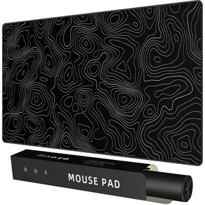 Gaming  Pad with Black Topographic, XXL Mousepad, Big  Mat Desk Pad, Non Slip Keyboard Pad for Gaming Computer Laptop PC Office Desk Accessories