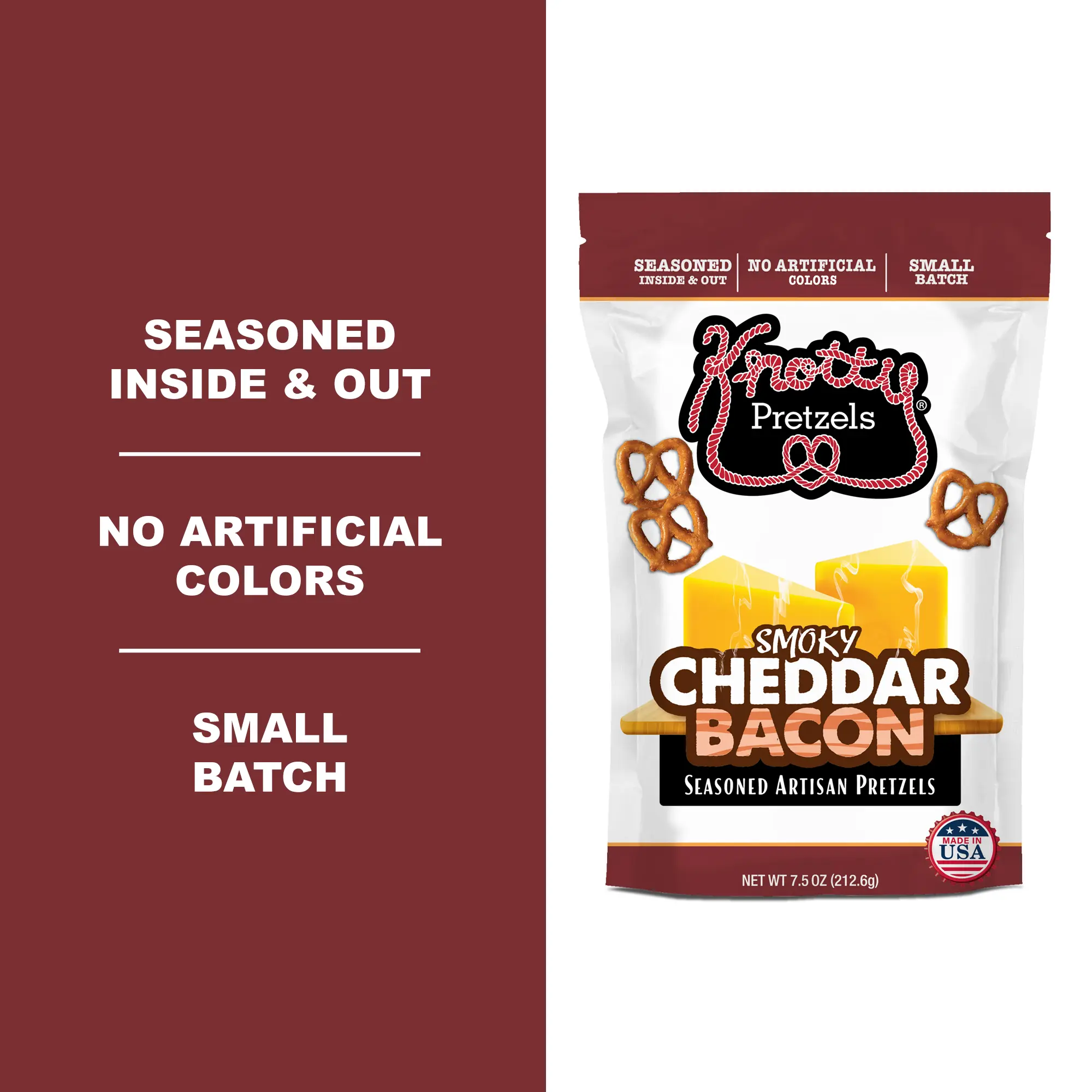 Smoky Cheddar Bacon 1 PK- Knotty Pretzels 7.5 oz