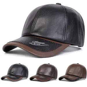 Unisex Retro PU Leather Baseball Cap Outdoor Adjustable Sunscreen Leisure Hat Spring Autumn Travel Tourism Beach Vacation