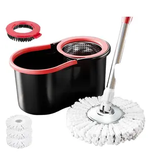 360° Rotatable Mop and Bucket Set, 3 Microfiber Heads, 61-Inch Adjustable Handle, Efficient Easy Home Cleaning Supplies