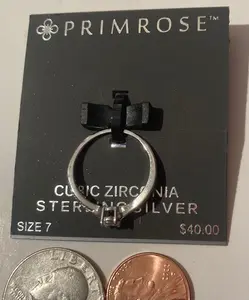 Vintage Sterling Silver 925 Ring, Cubic Zirconia Stone, Size 7, Primrose, Nice Design, Quality, Nice, Fashion, Accessory, Jewelry