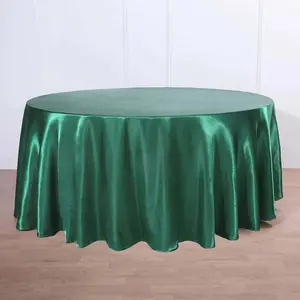 Satin Round Tablecloth 120" Hunter Emerald Green - Seamless Table Cover