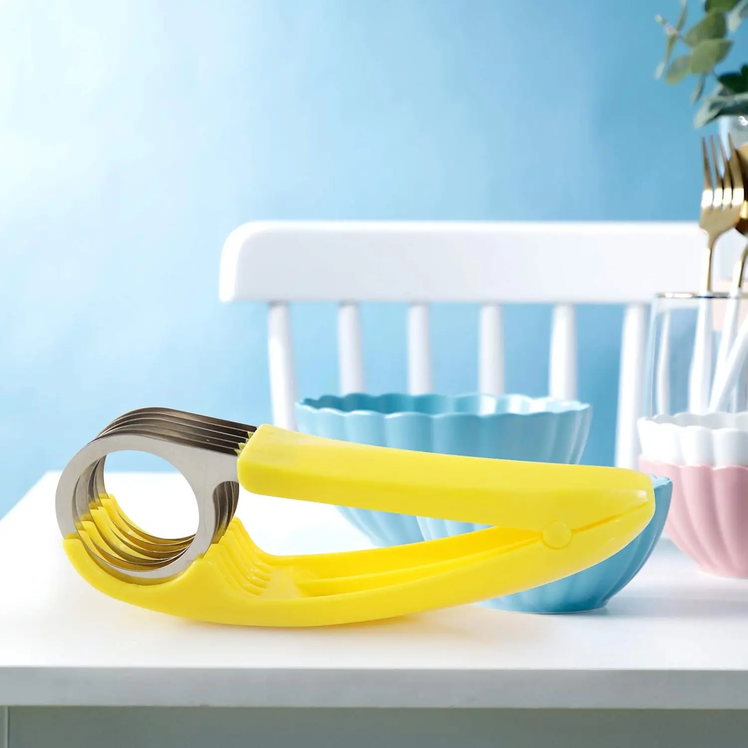 Multi-Function Banana Slicer & Fruit Cutter – ABS & Stainless Steel Peeler for Banana, Strawberry & Grape (1 Piece)