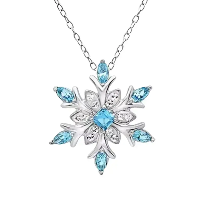Austrian Crystal Snowflake Pendant Necklace, Elegant Unisex Costume Jewelry with 18 in Silver Chain, Ice-Hued Fashion Gift jewelry gift
