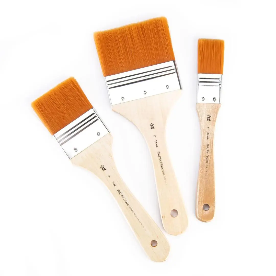 3 Pack Golden Taklon Paint Brushes, Assorted Sizes
