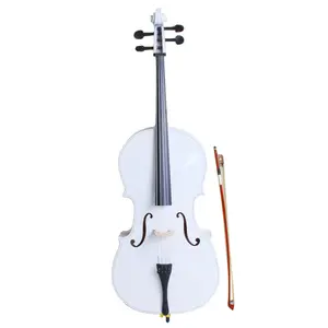 Flower Dance 4/4 White Wood Cello Set with Bag Bow Rosin & Bridge for Summer Labor Day Weekend Maple Spruce Top Basswood Neck Solid Wood Fingerboard