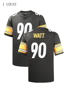 Steel Men 90 American Football Jersey, Breathable V Neck Short Sleeve Top for Outdoor Sports, Unisex All Season Wear, Athletic Techwear, Jersey Shirts