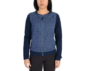 Adidas Womens Pattern Zip Top Navy Blue S, Color: Navy Blue