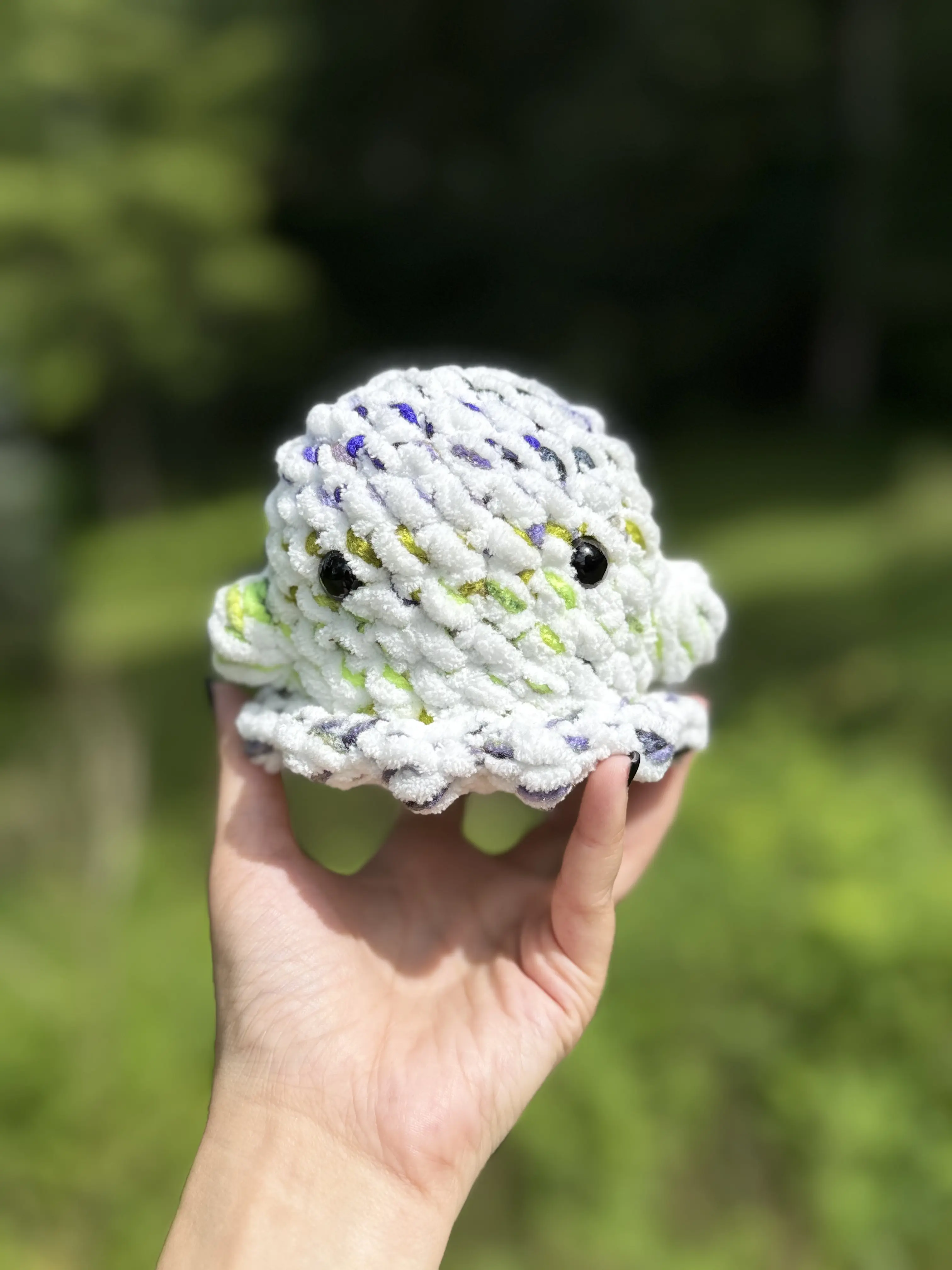 Handmade Crocheted Multi Colored Ghost Plushie