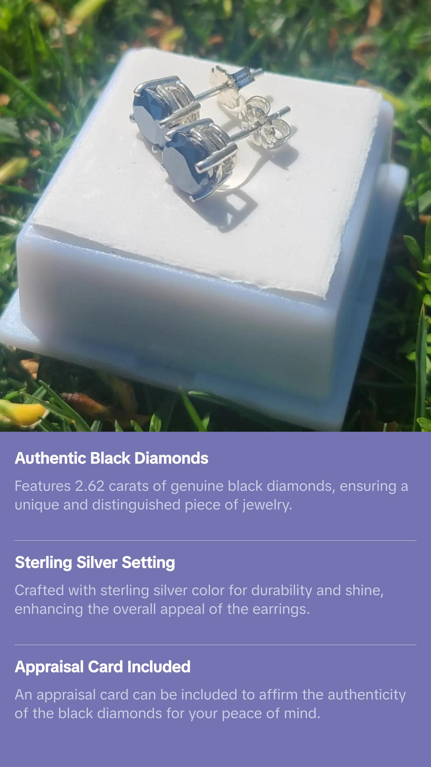 2.62 Carat Authentic Black Diamond Earrings