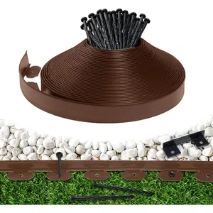 Garden Edging Border,Plastic Edging for Landscaping,Flower Bed, Paver and Lawn Edging Border (2Inchx100FT-2, Brown)