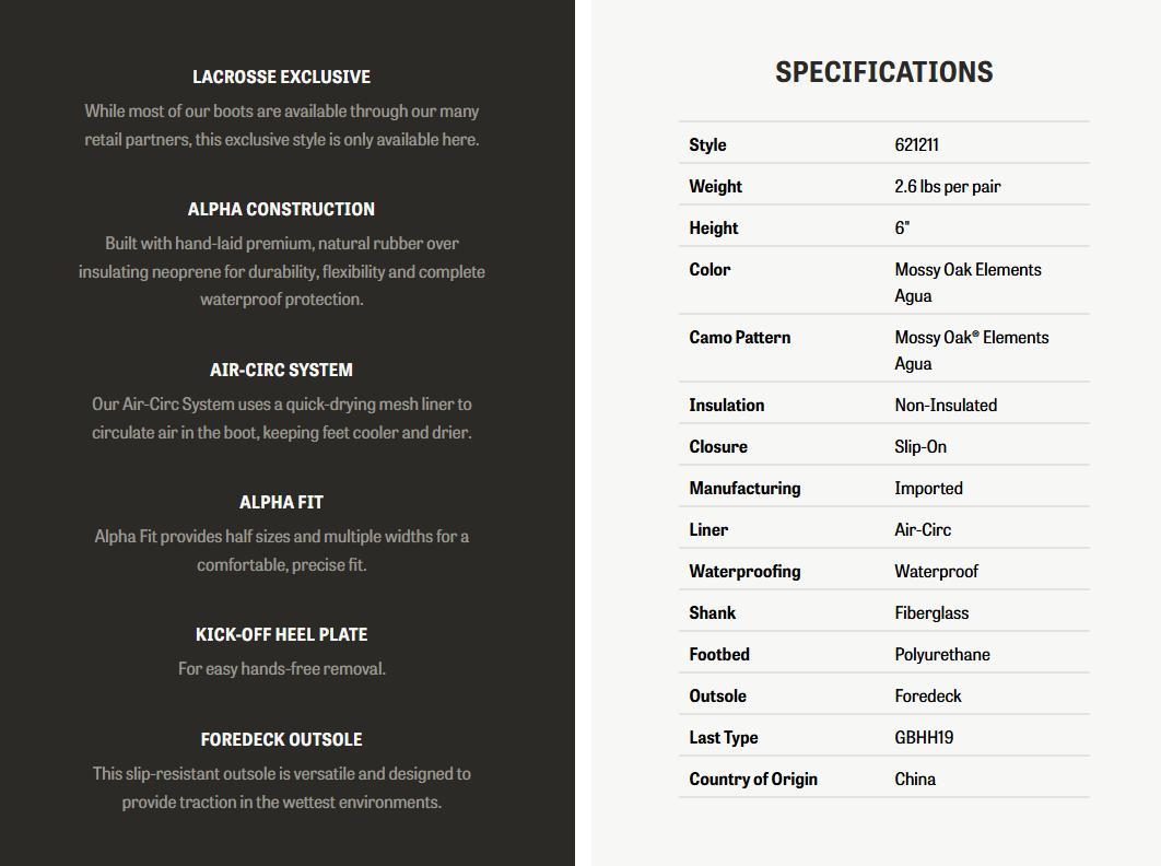 Lacrosse Alpha Deck Boot Mens Hardwoods Duck Camo, Waterproof Slip Resistant Fishing Boat Shoes, Lightweight Outdoor Work Footwear