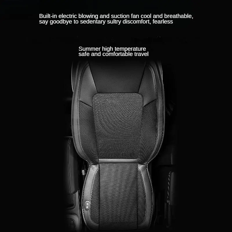 High-end Nappa Leather Car Seat Cushion Summer Ventilated Massage Pad Breathable Cover Universal Fit Cool Ice-feel Electric Ventilation Perforated Leather Seat Cushions front Car Seat Protector