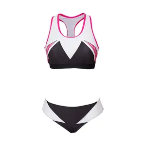 Gwen Cosplay Costume Spider Printing Swimwear Suit Women Two Piece Bathing Suit Superhero Beach Outfit