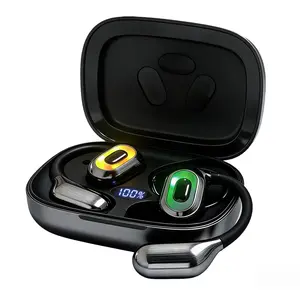 Open Ear Headphones,Over Ear Earbuds with Ergonomic Earhook,Bluetooth Headphones 5.4 with Smart Digital Display,40H Playtime,IPX6 Waterproof,Touch Control Operate Fit Cycling,Running,Workout with LED Safety Indicator Light