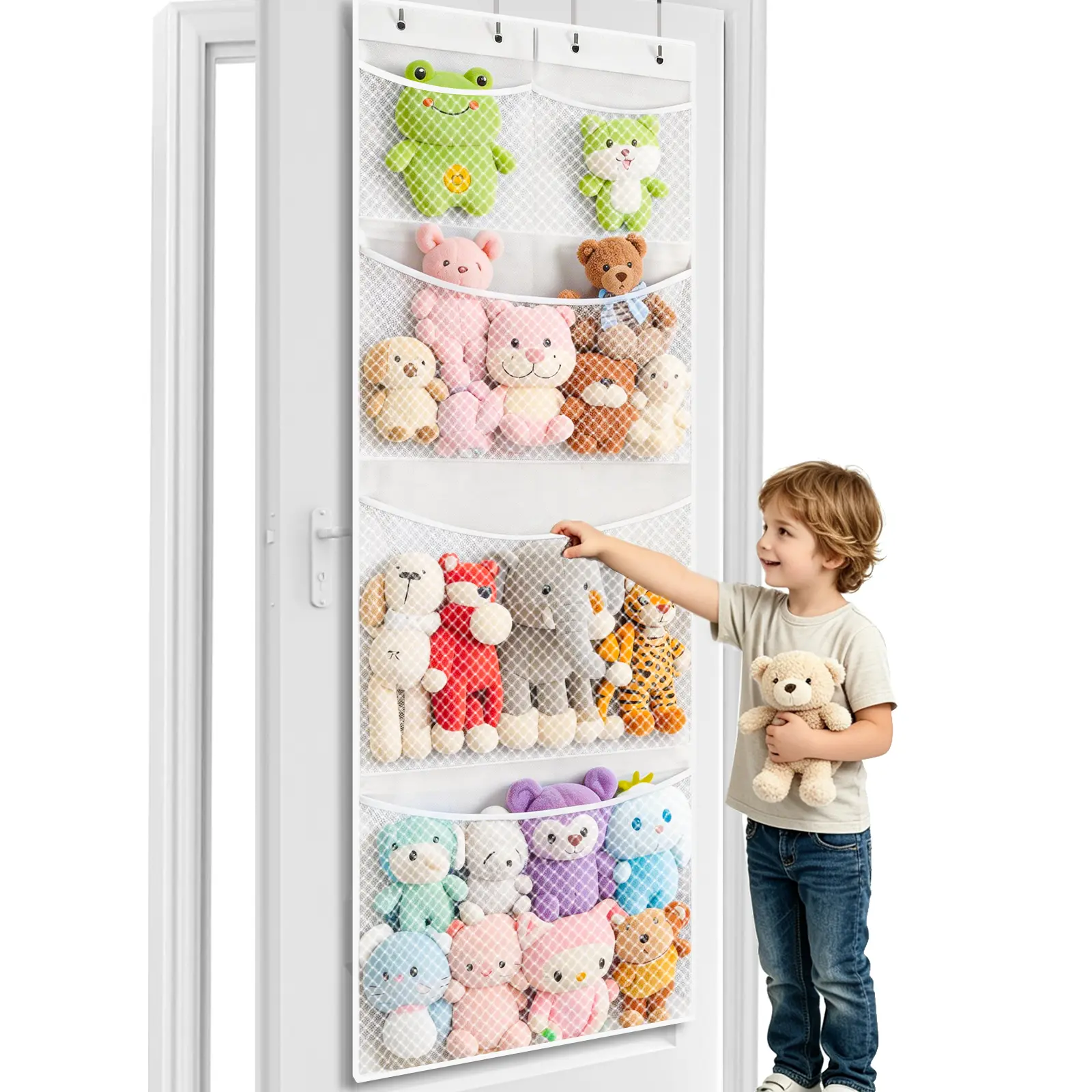 Original Stuffed Animal Hanging Over-The-Door Organizer - Toy Hammock Holder for Plush Stuffies, Kids Nursery, Playroom Storage, Toddler Room Storage adjustable shelf rack bedroom bathroom laundry room kg capacity petit bit