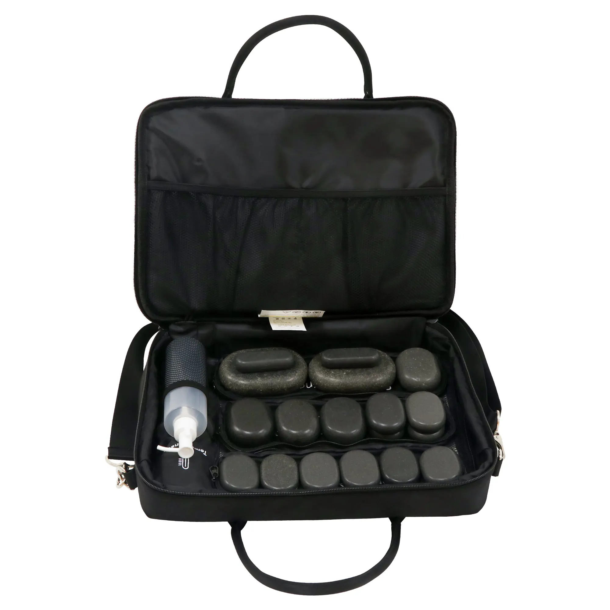 Hot Stone Heater Bag with 18-Piece Stone Set, Adjustable Temperature Control, Portable Spa Warmer for Massage Stones & Towels(Black) | Master Massage