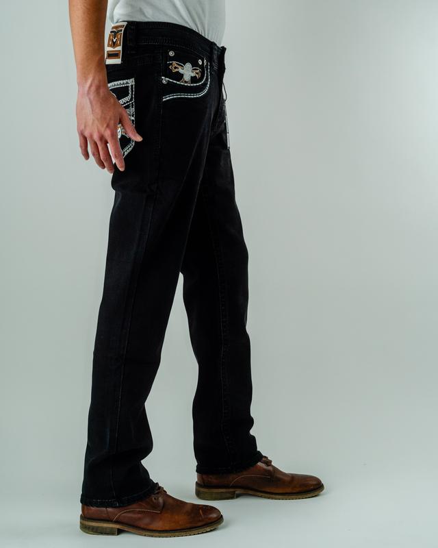 Western Bull Men's Straight-Cut Jeans Style A01 - Heavyweight Denim with Embroidered Pockets & Bold Stitching for Comfort & Durability