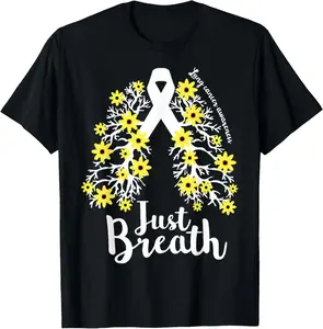 Just-Breathe Lung Cancer Awareness Support Ribbon Costume T-Shirt