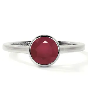 Bezel Set Round Ruby Solitaire Ring (0.65cts.)- RRB002-5X5-A