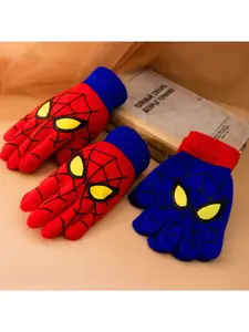 Red and blue two-color gloves, warm and cute in autumn and winter, small writing tool for daily outings
