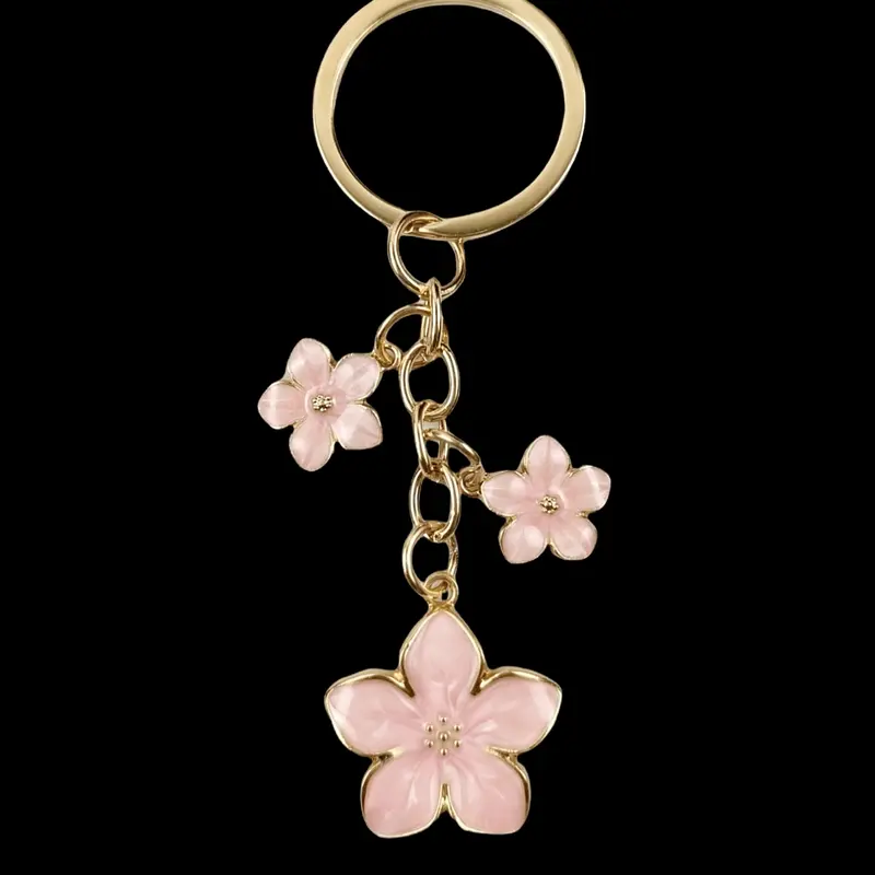 Cherry Blossom Design Keychain, Cute Floral Shape Flower Design Keychain for Women & Men, Fashion Accessories for Bag Decoration, Fashionable Alloy Keychain, Keychain Accessory, Key Rings, Keyring