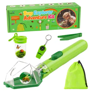 Kiditos Bug Catcher Kit for Kids with 6X Magnifier, Tweezer, Whistle Compass, Insect Jar and Storage Bag, STEM Educational Exploration Tool for Indoor and Outdoor