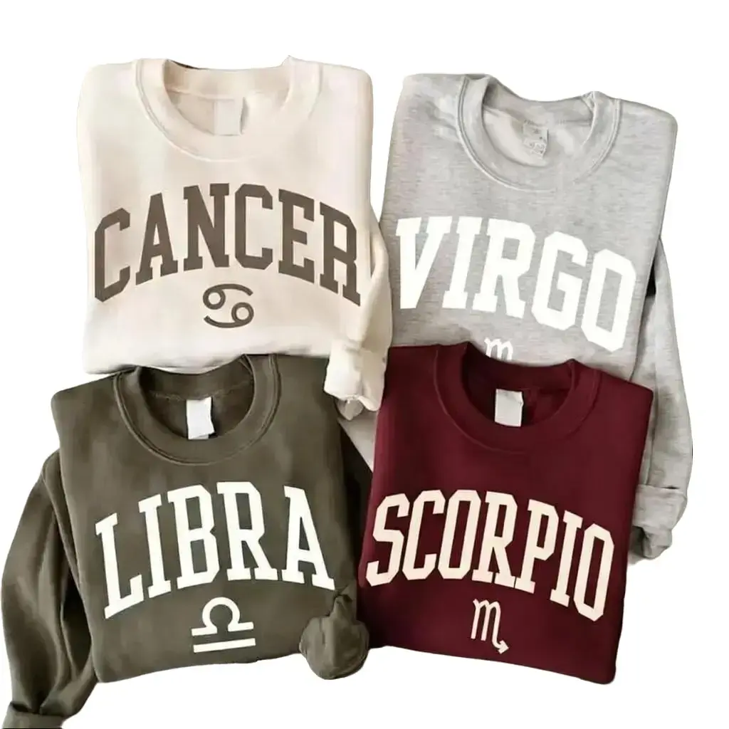 All 12 Zodiac Sign Sweatshirt, Pisces Virgo Libra Scorpio Graphic Crewneck, Minimalist Astrology Sweatshirt, Horoscope Gift for Women-Philip82 Store