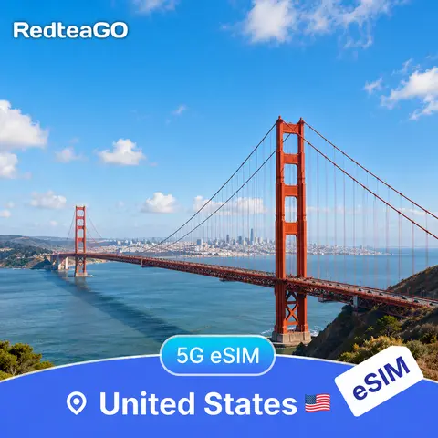 RedteaGO USA Flexible Data eSIM - 365-Day Validity, No Contract, USA Local 5G Mobile Data for iPhone & Android, Instant Activation, Seamless Connectivity