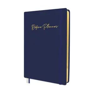 Define 12-Month Undated Softbound A5 Planner- 12 Monthly Spreads, 60 Weekly Spreads, Faux Leather, Matte Gold Trim, Lay-Flat Binding, Goal Planning System, Accountability Trackers for Productivity, and Monthly and Weekly Layouts for Organization
