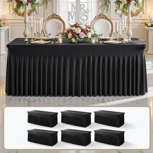 【Memorial Day 】6 Packs Spandex Table Covers 6/FT, Fitted Table Covers for Tables Stretch Spandex Table Skirts Rectangle Tables for Event, Wedding, Banquet & Parties