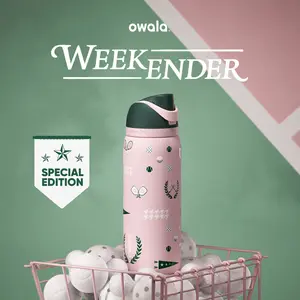 Owala FreeSip Weekender Water Bottle 32oz | Limited Edition Tennis & Golf Print Insulated Stainless Steel Bottle | Leakproof Travel Flask