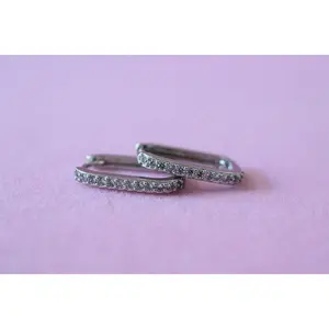 Silver Small Icy Rectangle Hoops