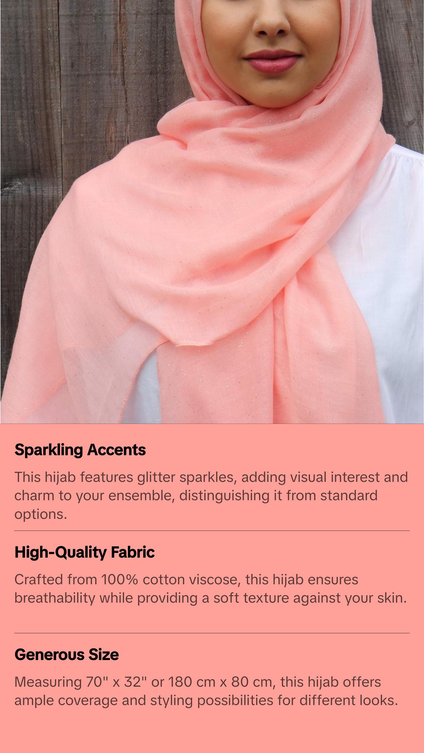 Cotton Viscose Hijab with Glitter - Coral