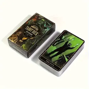 78pcs Monsters Tarot Card Decks, Divination Table Game Format, Family Party Entertainment Cards, Features Frankenstein & Dracula, Perfect Halloween Gift