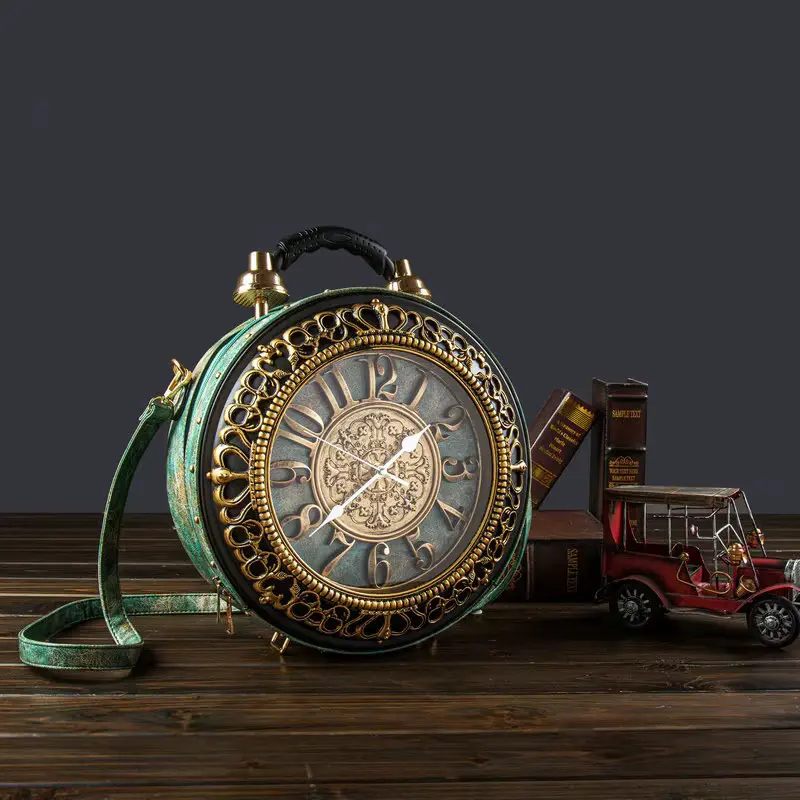Vintage Clock Crossbody Bag | Steampunk Round Novelty Purse