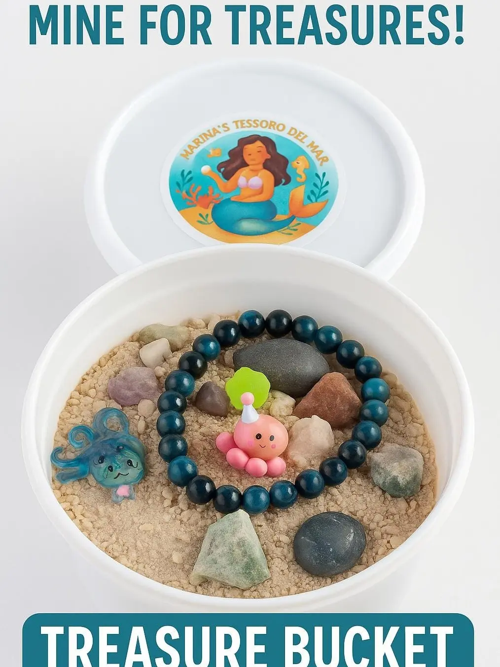 Magical Mermaid Gem and Treasure Mining Kit- Marinas Tesoro del Mar Treasure Bucket Limited Edition