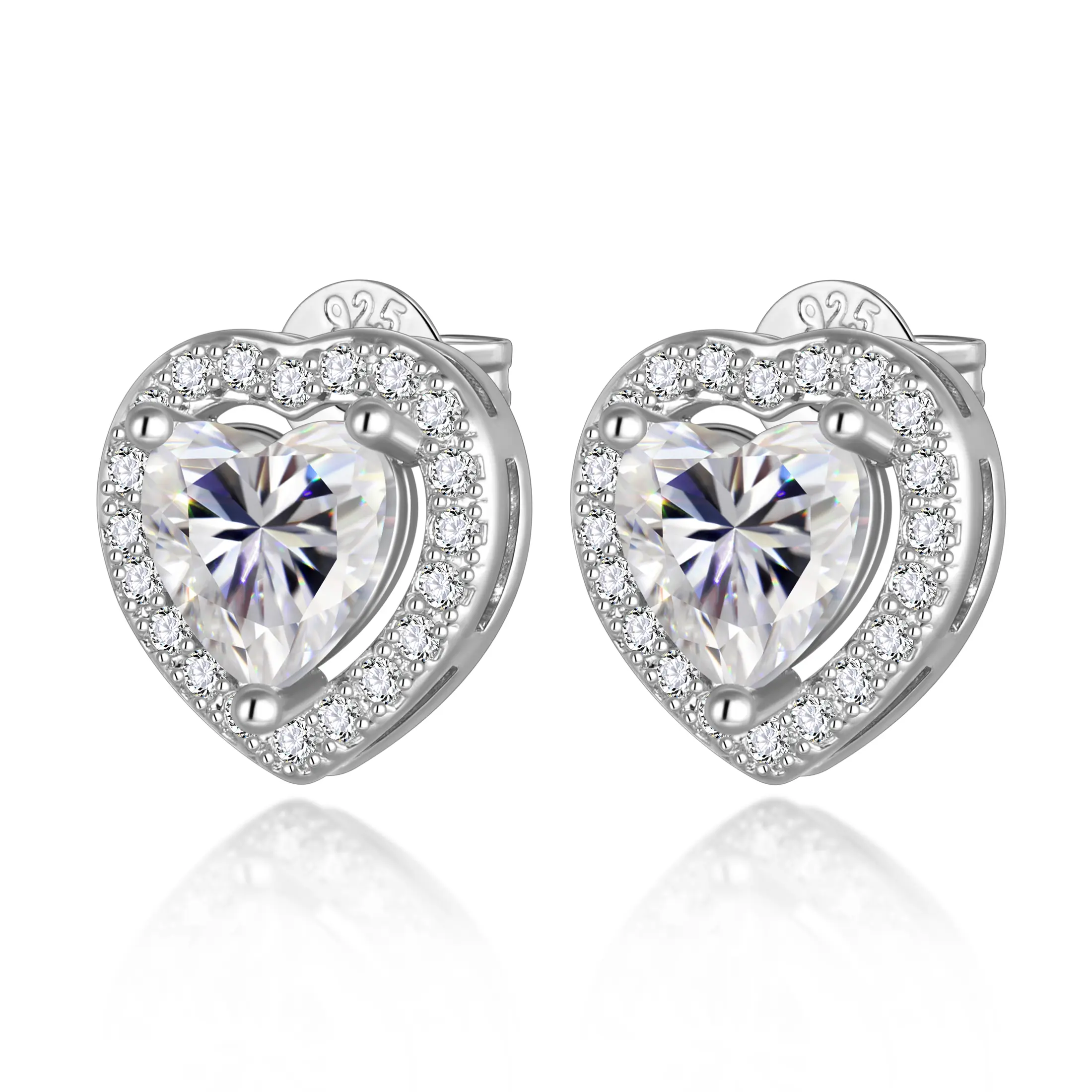 Fasjewly Heart Cubic Zirconia Stud Earrings for Women, 18K Gold Plated Hypoallergenic Earrings, Brilliant CZ Stud Earrings for Ears, Party Fashion Jewelry
