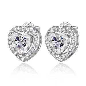 Fasjewly Heart Cubic Zirconia Stud Earrings for Women, 18K Gold Plated Hypoallergenic Earrings, Brilliant CZ Stud Earrings for Ears, Party Fashion Jewelry