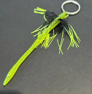Tightlines UV Fuzzy Rattl'n Finesse Worm - 6" Chartreuse Pepper w/ Chart Tip 5pk