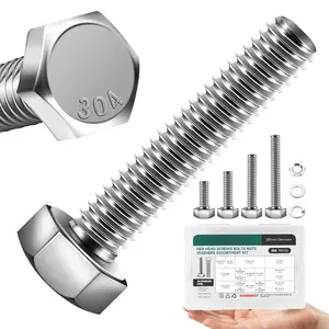 254 Pack Nuts and  Assortment Kit 1/4-20, 5/16-18, 3/8-16 SAE Hex , Stainless Steel 304, Bolt Kit with Assorted Screws Nuts and , Flat & Spring Lock Washers
