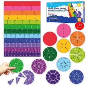166 count   Fraction Tiles & Fraction Circles with Percentages - Fraction & Percent Strips & Bars, Fraction Manipulatives Class Set, Teaching Learning Fractions, Math Manipulatives