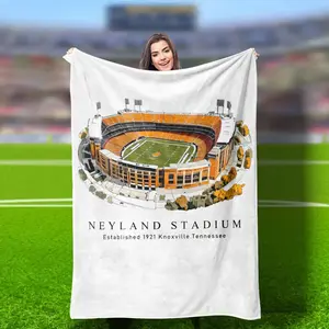 1 Piece Innerland Neyland Stadium Blanket - Knoxville Tennessee Stadium Design, Suitable for All Seasons, Soft Flannel Texture, Home, Travel, Camping, Office Use - Soccer Fan Gift, Husband, Son, Sports Decoration, Travel Accessories, Bright Print,
