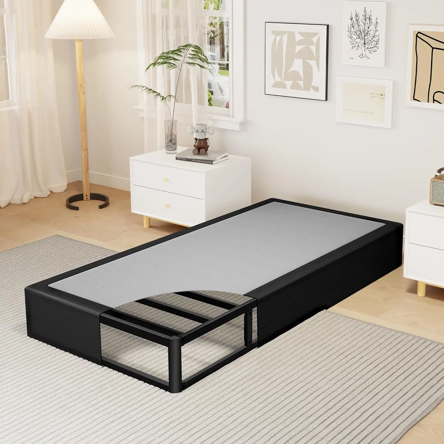 Size 10 Inch Box Spring - Heavy Duty Metal Mattress Foundation (2500lbs Capacity), Noise-Free, Easy Assembly with Removable Fabric Cover